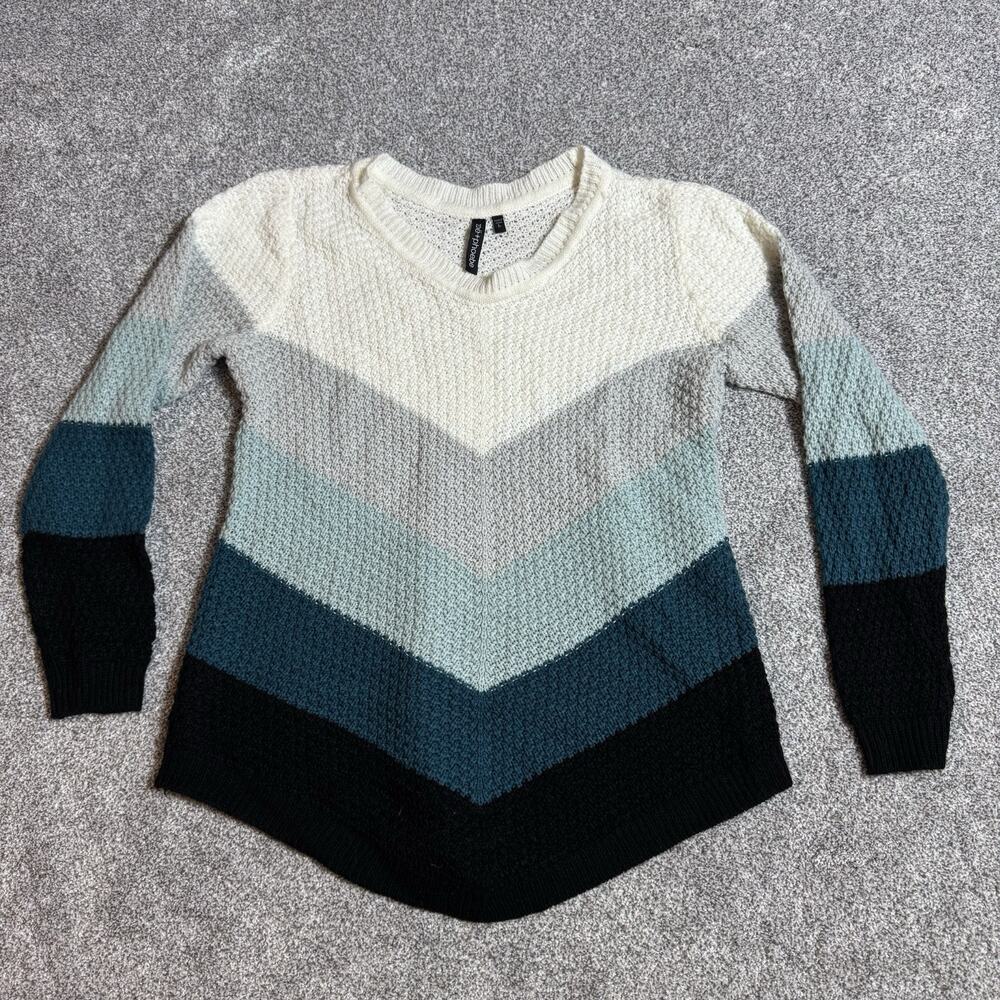 Lagenlook Boho Sweater Womens Large Chevron Knit Warm Cozy Grandpacore Retro
